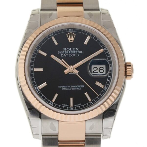 Fausse montre Rolex New Datejust 36 mm 116231 Acier Or Noir Automatique Bx / papier / 5 ans # rl282