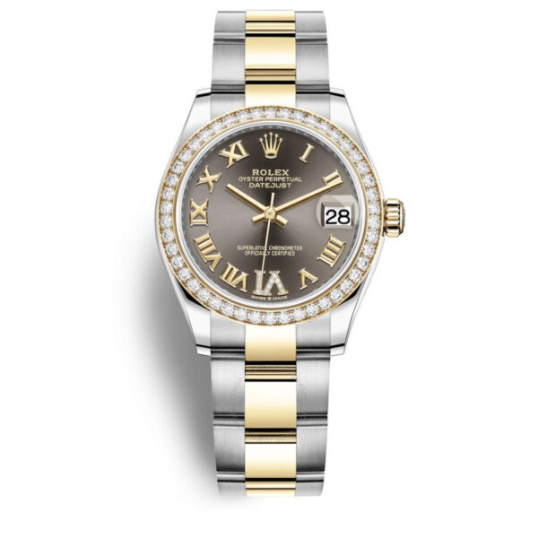 Meilleure réplique Rolex Datejust 31 cadran gris montre pour femme en acier et or jaune 18 carats Oyster 278383gyrdo